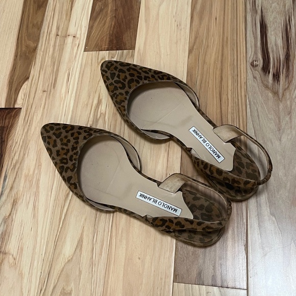 Manolo Blahnik Leopard Slingback Flats Size 40 - Picture 1 of 2